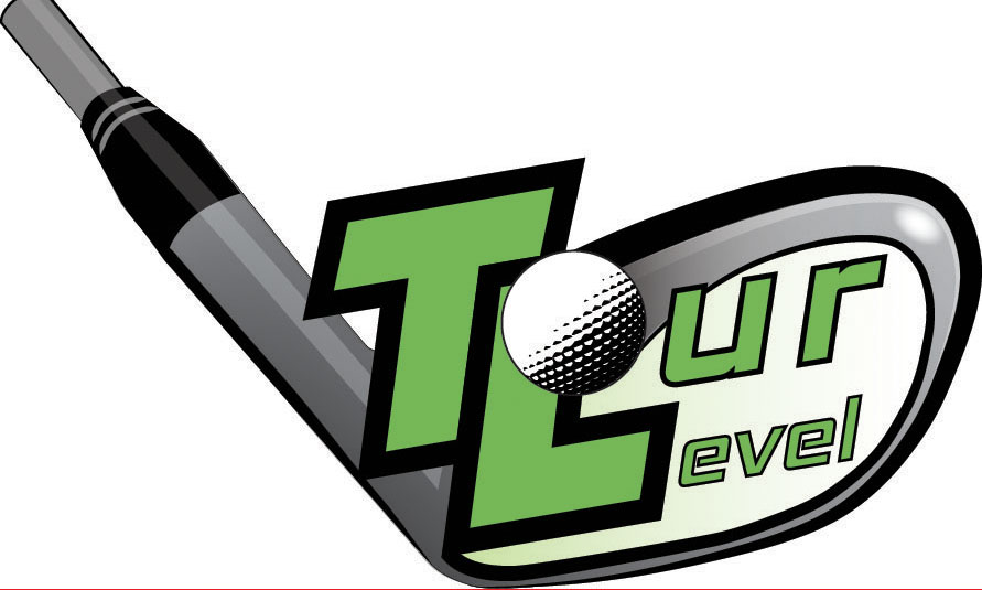 logo featuring a glolf club hitting a golf ball